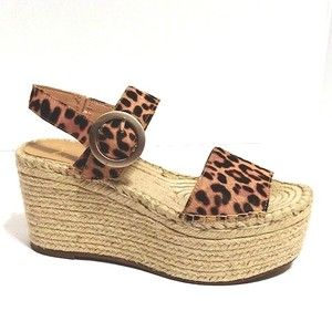 Marc Fisher Rexly Leopard Fur Espadrille Platform Sandals Stylish Trendy 6.5